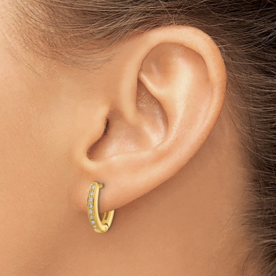 HERCO Gold Diamond Horseshoe Shape Hinged Earrings