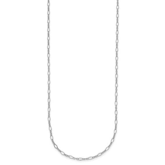 Herco 18K White Gold Rhodium-plated Polished and Diamond-cut 2.4mm Solid Mixed Oval Link 20 Inch Chain