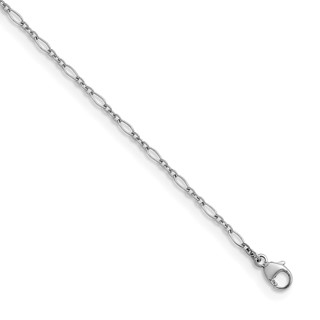 Herco 18K White Gold Rhodium-plated Polished and Diamond-cut 2.4mm Solid Mixed Oval Link 18 Inch Chain