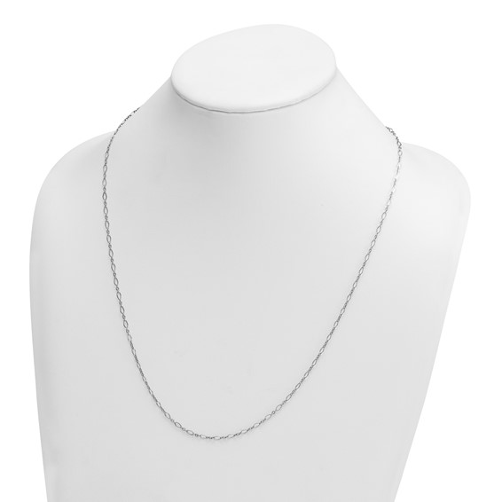 Herco 18K White Gold Rhodium-plated Polished and Diamond-cut 2.4mm Solid Mixed Oval Link 24 Inch Chain