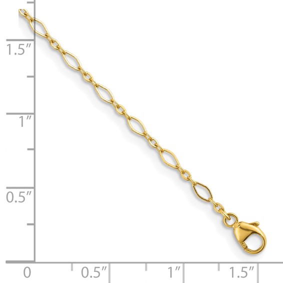 Herco Gold Solid Diamond-Cut Mixed Oval Link Chain