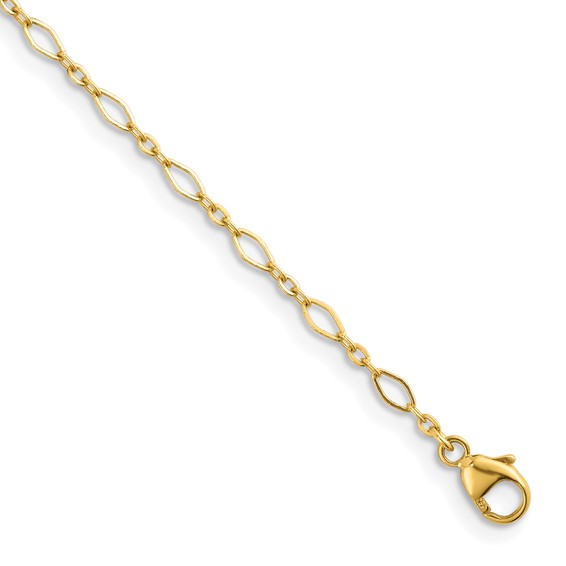 Herco Gold Solid Diamond-Cut Mixed Oval Link Chain