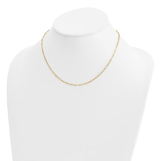 Herco Gold Solid Diamond-Cut Mixed Oval Link Chain