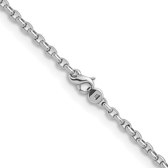 Herco 18K White Gold Rhodium-plated Polished 3.5mm Solid Oval Link 16 Inch Chain