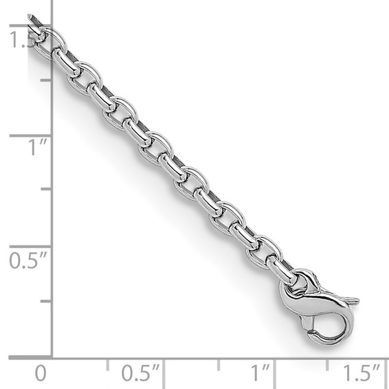 Herco 18K White Gold Rhodium-plated Polished 3.5mm Solid Oval Link 16 Inch Chain