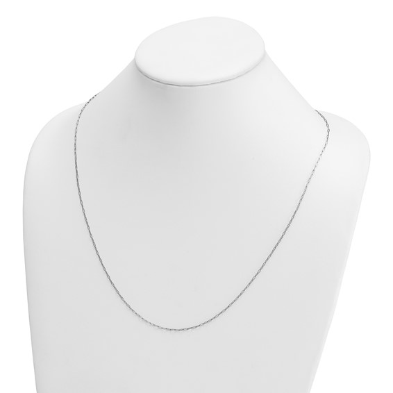 Herco 18K White Gold Rhodium-plated Polished 1.4mm Solid Oval Link 24 Inch Chain