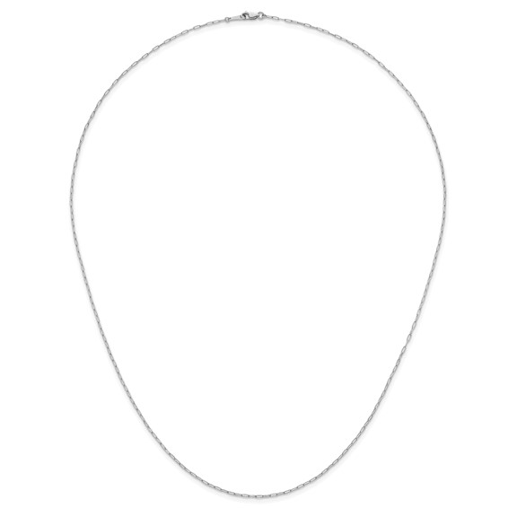 Herco 18K White Gold Rhodium-plated Polished 1.4mm Solid Oval Link 24 Inch Chain