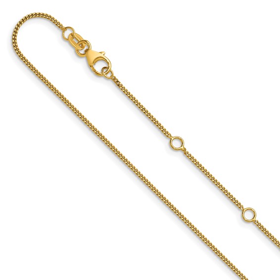 Herco 18K Polished 1.2mm Solid Curb 18+1+1 Inch Chain