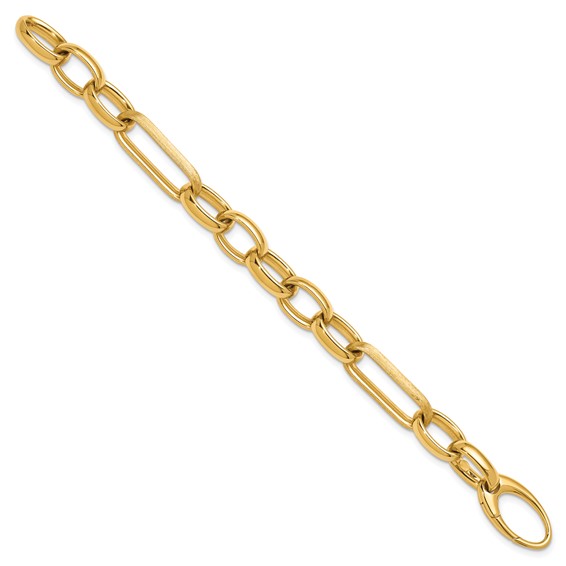 Herco 18K Polished and Brushed Fancy Oval Link Bracelet