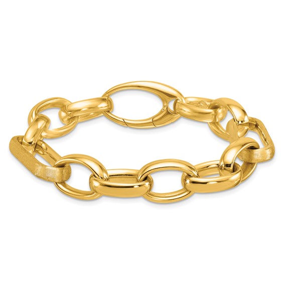 Herco 18K Polished and Brushed Fancy Oval Link Bracelet