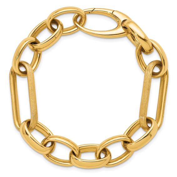 Herco 18K Polished and Brushed Fancy Oval Link Bracelet