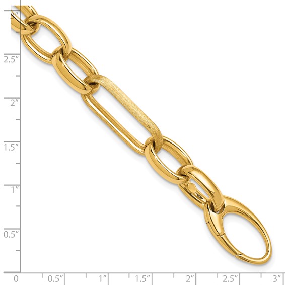 Herco 18K Polished and Brushed Fancy Oval Link Bracelet