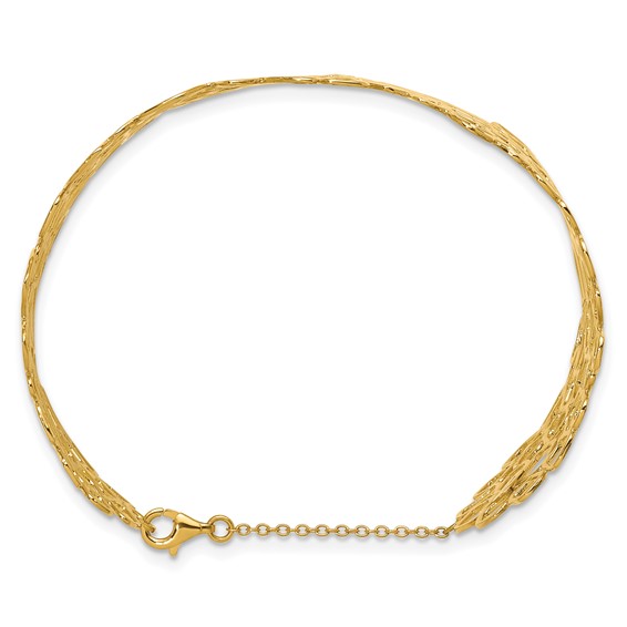 Herco 18K Polished Wide Contemporary w/ Safety Chain Cuff Bangle