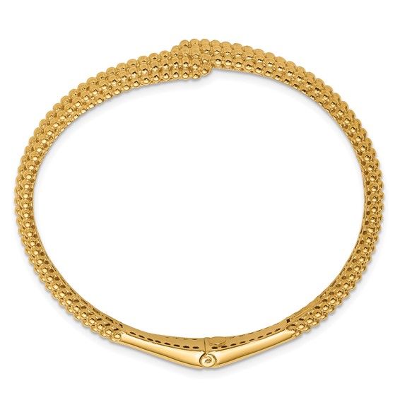 Herco 18K Polished and Beaded Bypass Hinged Bangle