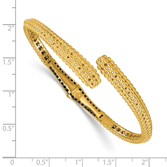 Herco 18K Polished and Beaded Bypass Hinged Bangle