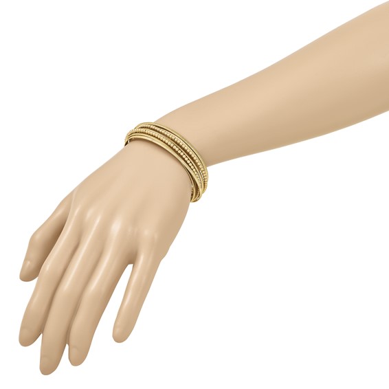 Herco 18K Polished Beaded and Textured Multi-Row Cuff Bangle