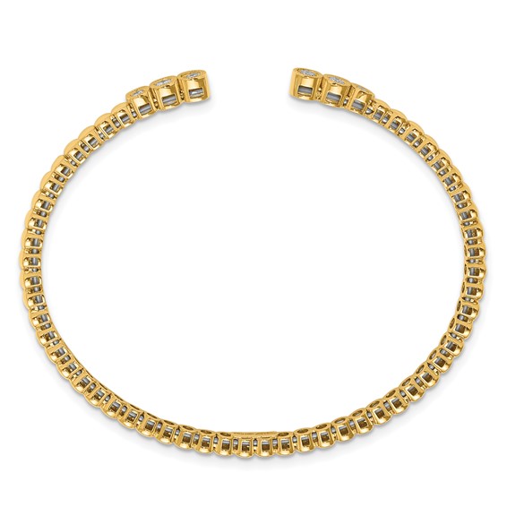 Herco 18K Polished Beaded and Textured Diamond Cuff Bangle