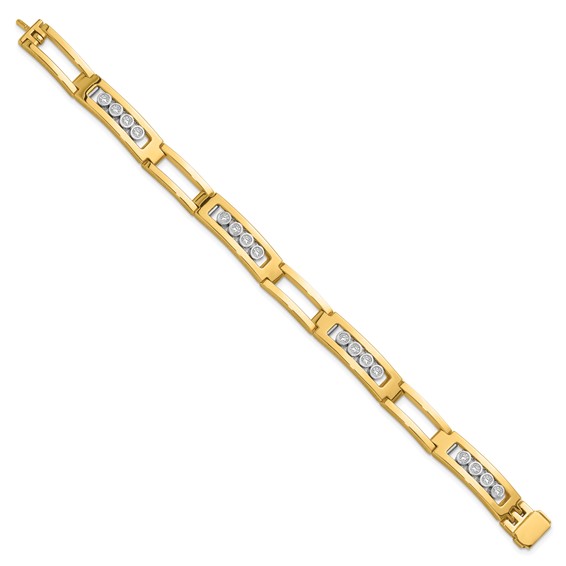 Herco 18K with White Rhodium Polished and Satin Moveable Diamond Bezel Fancy Bracelet