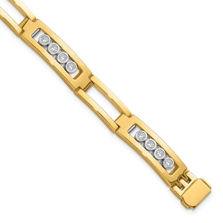 Herco 18K with White Rhodium Polished and Satin Moveable Diamond Bezel Fancy Bracelet