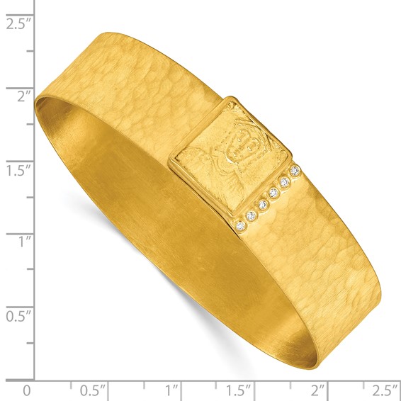 Herco 18K Solid Satin and Hammered Diamond Byzantine Coin Bangle