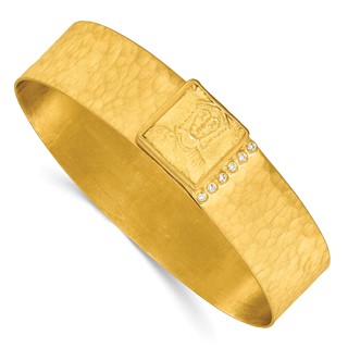 Herco 18K Solid Satin and Hammered Diamond Byzantine Coin Bangle