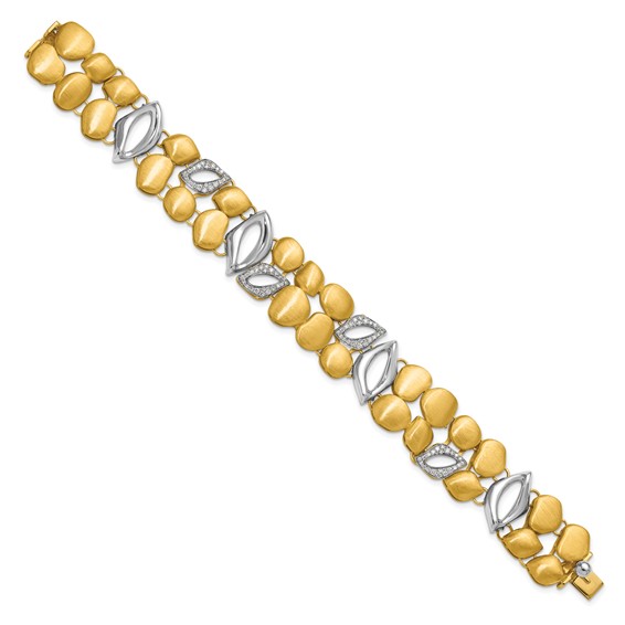 Herco 18k Two-tone Polished and Satin Fancy Diamond Bracelet