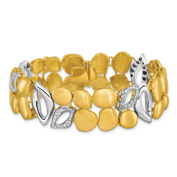 Herco 18k Two-tone Polished and Satin Fancy Diamond Bracelet