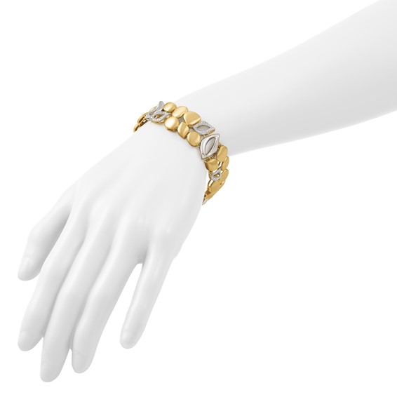 Herco 18k Two-tone Polished and Satin Fancy Diamond Bracelet