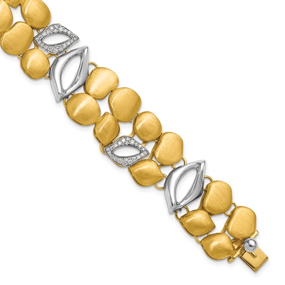 Herco 18k Two-tone Polished and Satin Fancy Diamond Bracelet