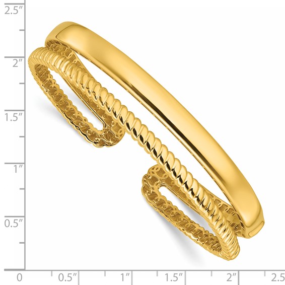 Herco 18K Polished and Twisted Hinged Cuff Bangle