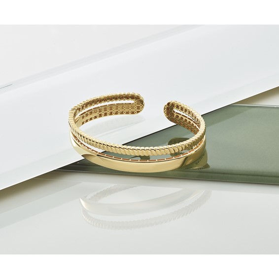 Herco 18K Polished and Twisted Hinged Cuff Bangle