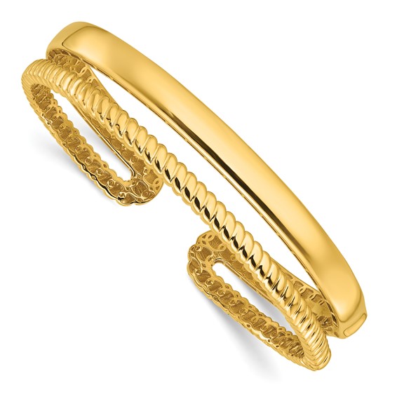 Herco 18K Polished and Twisted Hinged Cuff Bangle