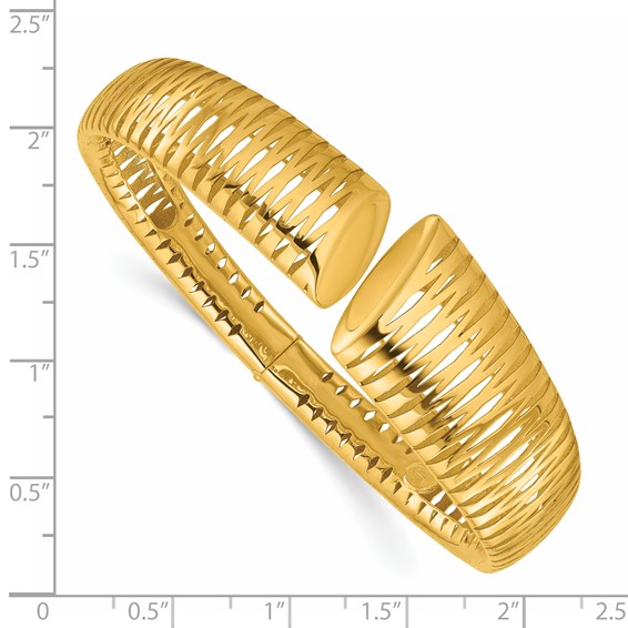 Herco 18K Polished Fancy Criss Cross Hinged Cuff Bangle