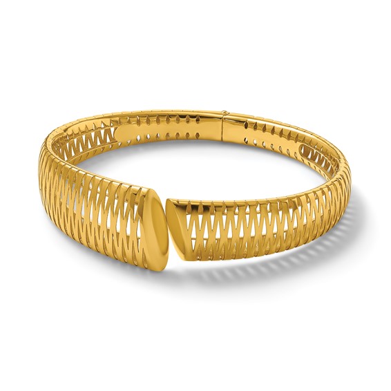 Herco 18K Polished Fancy Criss Cross Hinged Cuff Bangle