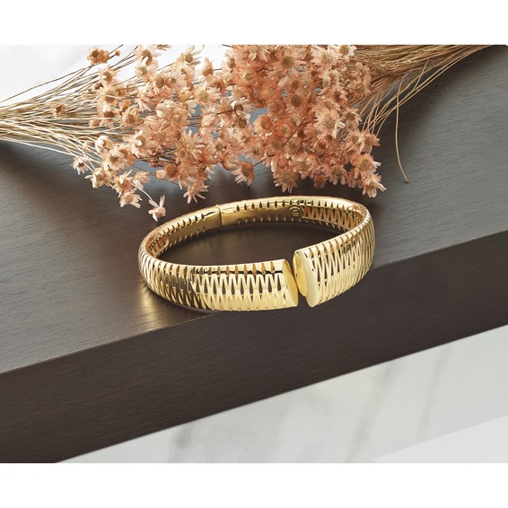 Herco 18K Polished Fancy Criss Cross Hinged Cuff Bangle