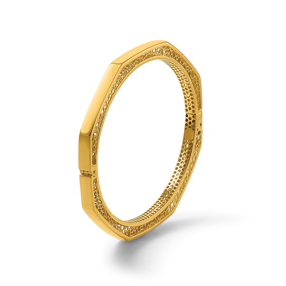 Herco 18K Polished Fancy 4.5mm Octagonal Hinged Bangle