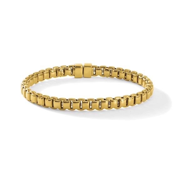 Herco 18K Polished 6.0mm Round Box Link Cuff Bangle