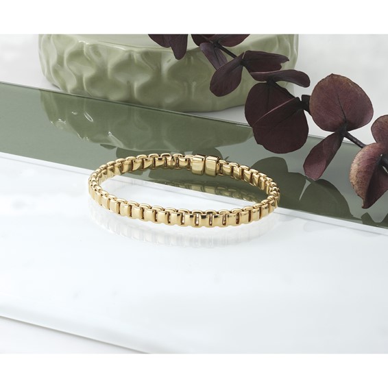 Herco 18K Polished 6.0mm Round Box Link Cuff Bangle