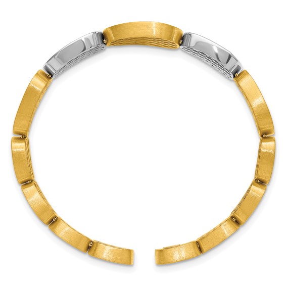 Herco 18K with White Rhodium Polished and Brushed Pebble Cuff Bangle