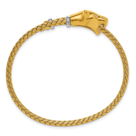 Herco 18K Two-tone Polished Woven Diamond Panther Cuff Bangle