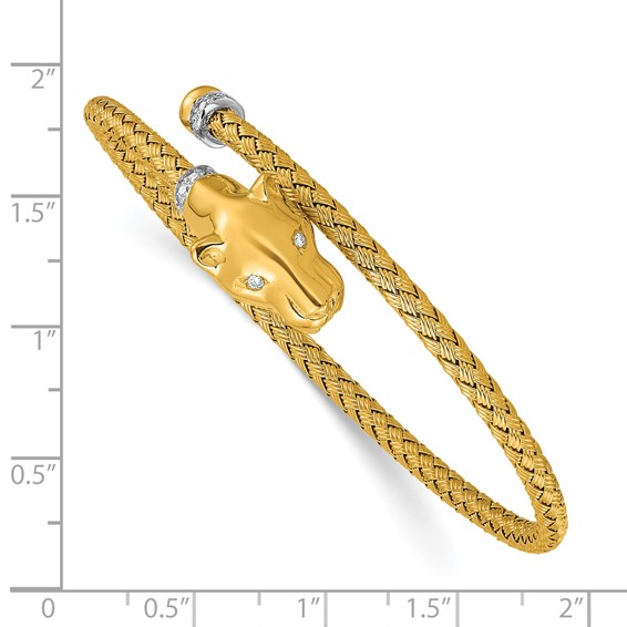 Herco 18K Two-tone Polished Woven Diamond Panther Cuff Bangle