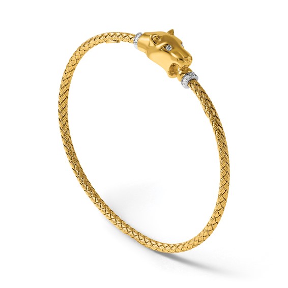 Herco 18K Two-tone Polished Woven Diamond Panther Cuff Bangle