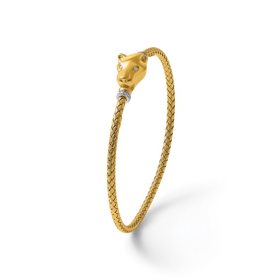 Herco 18K Two-tone Polished Woven Diamond Panther Cuff Bangle