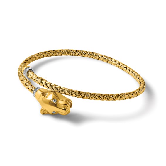 Herco 18K Two-tone Polished Woven Diamond Panther Cuff Bangle