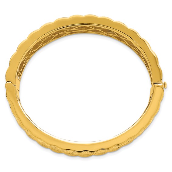 Herco 18K Polished Grooved and Woven 20.0mm Hinged Bangle