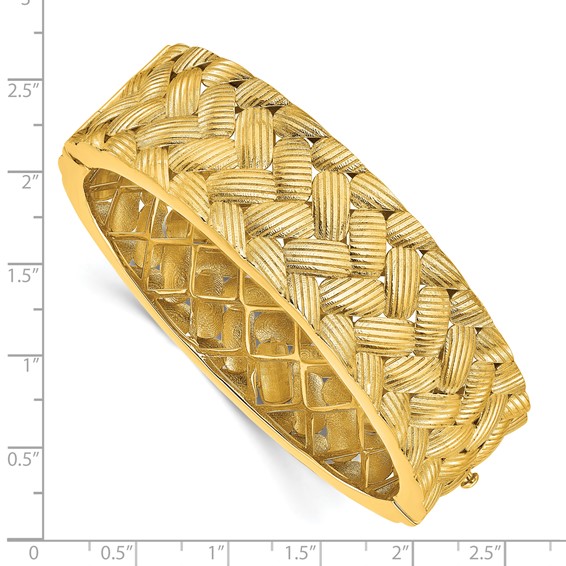 Herco 18K Polished Grooved and Woven 20.0mm Hinged Bangle
