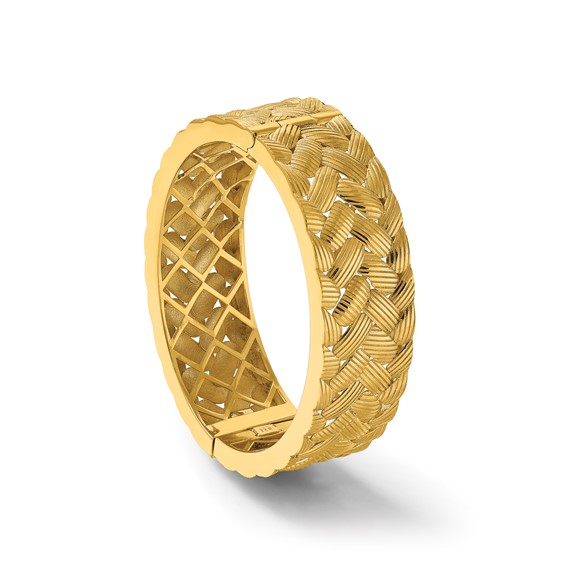 Herco 18K Polished Grooved and Woven 20.0mm Hinged Bangle