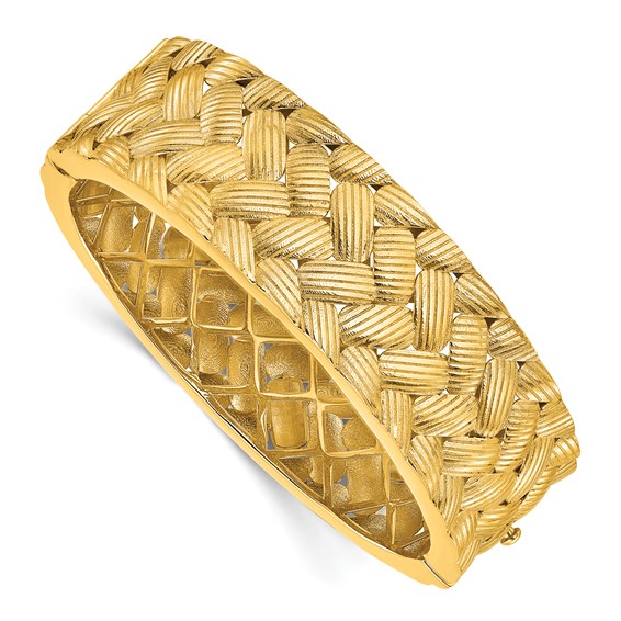 Herco 18K Polished Grooved and Woven 20.0mm Hinged Bangle