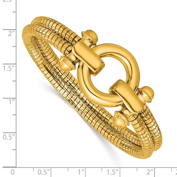 Herco 18K Polished and Diamond-cut Fancy Circle Link Bangle