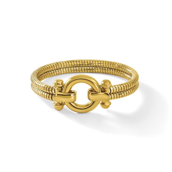 Herco 18K Polished and Diamond-cut Fancy Circle Link Bangle